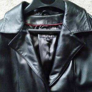 Wilsons Black Leather Trench Coat